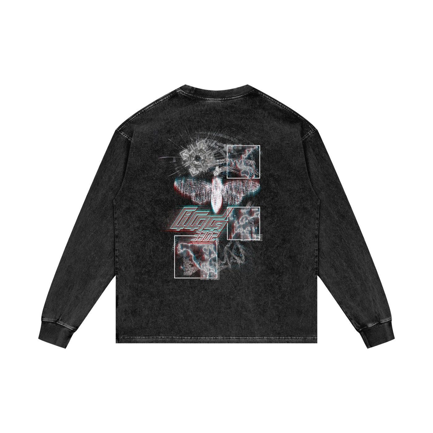 MKMSZN "Cicada3302" Inspired Acid Wash Oversize Long Sleeve T-Shirt