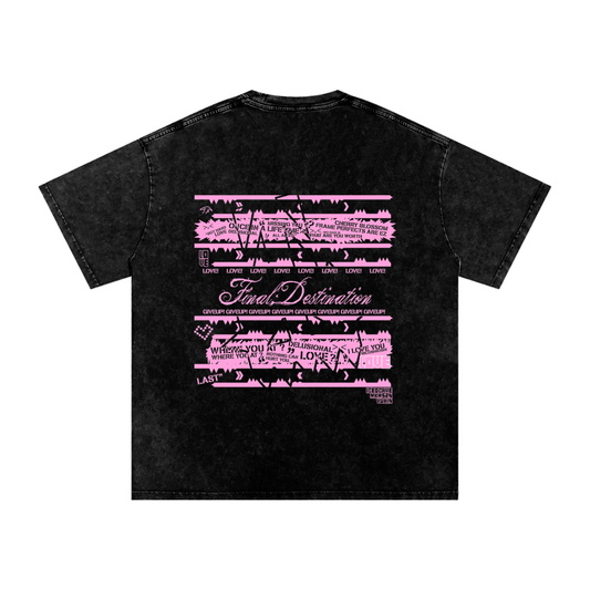 MKMSZN "Final; Destination" Inspired Snow Washed Oversized Cotton T-Shirt // Black Design
