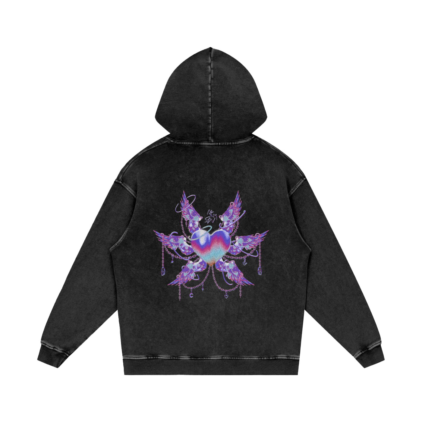 MKMSZN "Angelicide" Inspired Snow Washed Loose Cotton Hoodie // "Light" Design