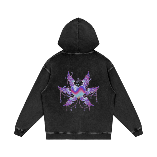 MKMSZN "Angelicide" Inspired Snow Washed Loose Cotton Hoodie // "Light" Design