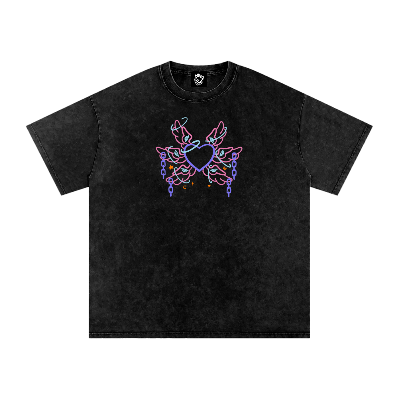 MKMSZN "Angelicide" Inspired Snow Washed Oversized Cotton T-Shirt // "Light" Design