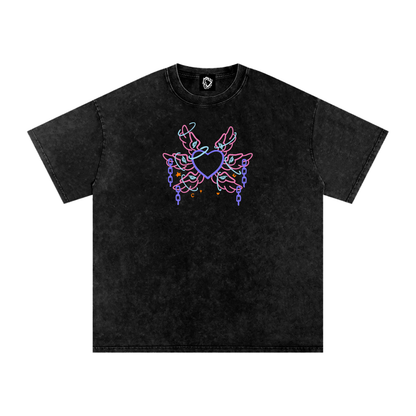 MKMSZN "Angelicide" Inspired Snow Washed Oversized Cotton T-Shirt // "Light" Design