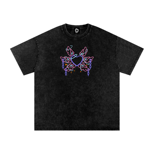 MKMSZN "Angelicide" Inspired Snow Washed Oversized Cotton T-Shirt // "Light" Design