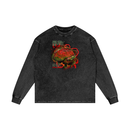 MKMSZN "Killbot" Inspired Acid Wash Oversize Long Sleeve T-Shirt