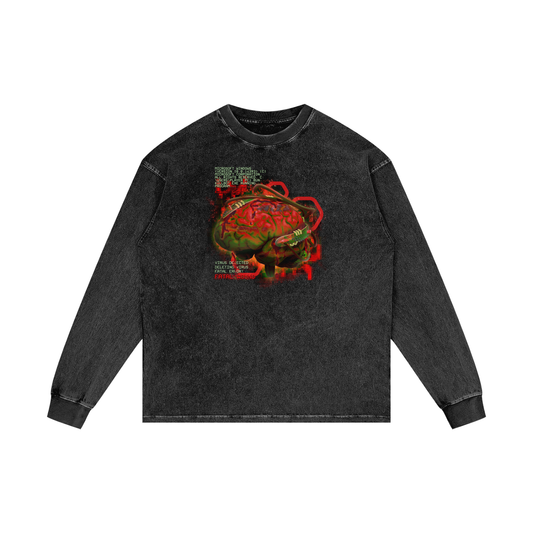 MKMSZN "Killbot" Inspired Acid Wash Oversize Long Sleeve T-Shirt