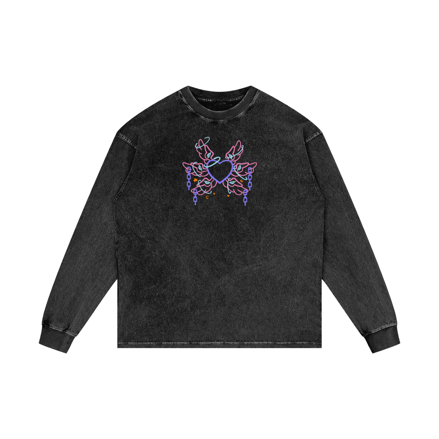 MKMSZN "Angelicide" Inspired Acid Wash Oversize Long Sleeve T-Shirt // "Light" Design