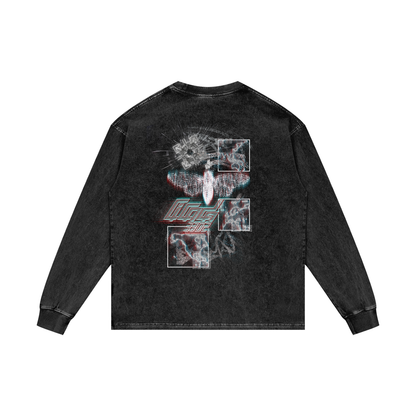 MKMSZN "Cicada3302" Inspired Acid Wash Oversize Long Sleeve T-Shirt