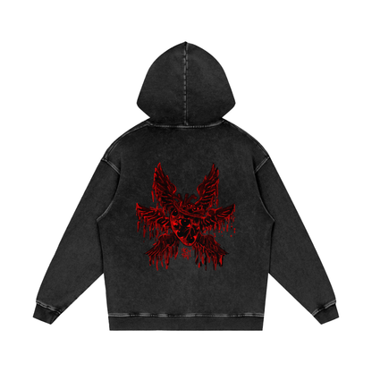 MKMSZN "Angelicide" Inspired Snow Washed Loose Cotton Hoodie // "Dark" Design