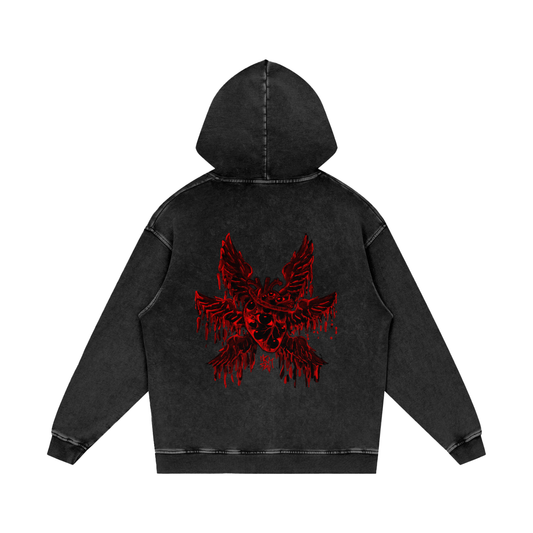 MKMSZN "Angelicide" Inspired Snow Washed Loose Cotton Hoodie // "Dark" Design