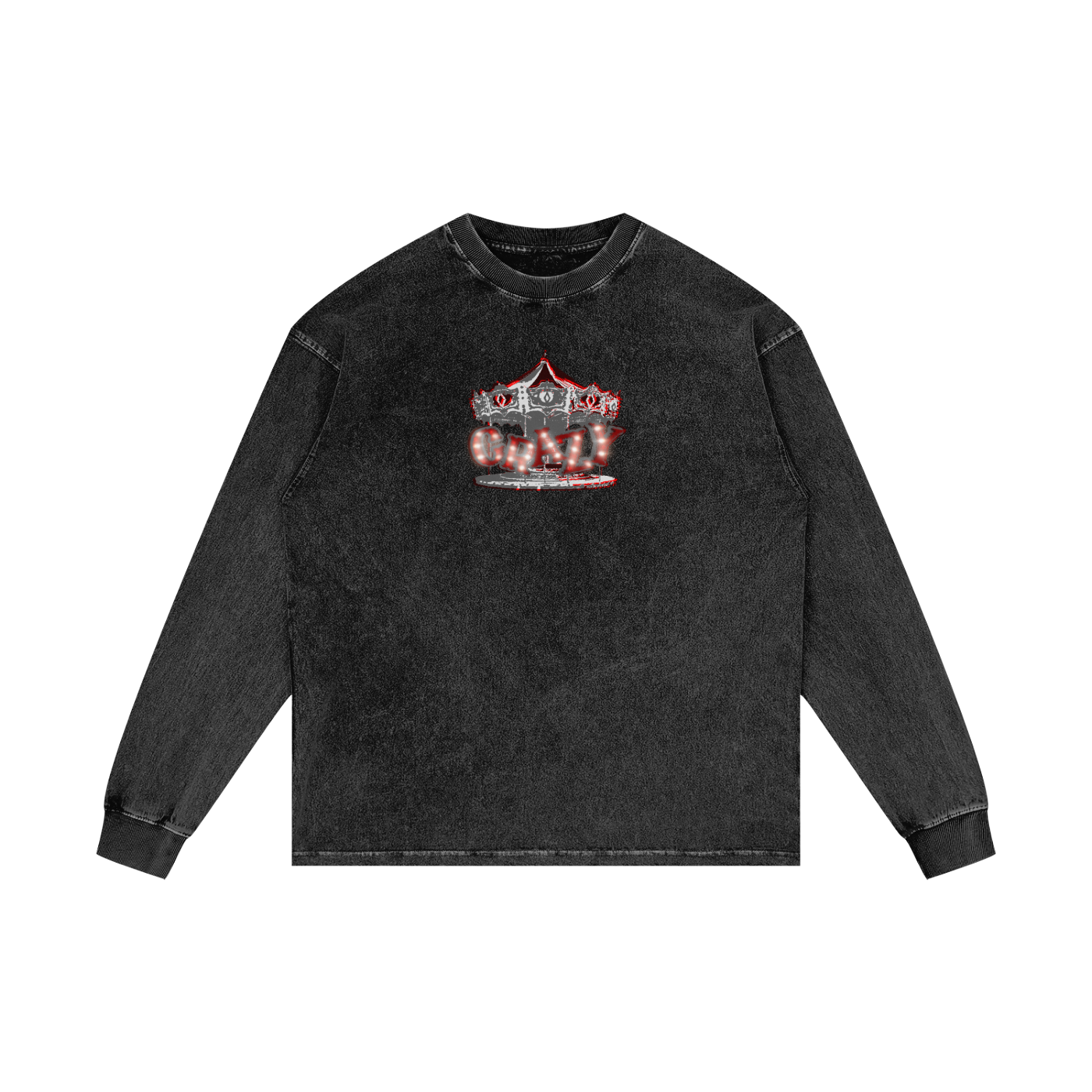 MKMSZN "CraZy" Inspired Acid Wash Oversize Long Sleeve T-Shirt