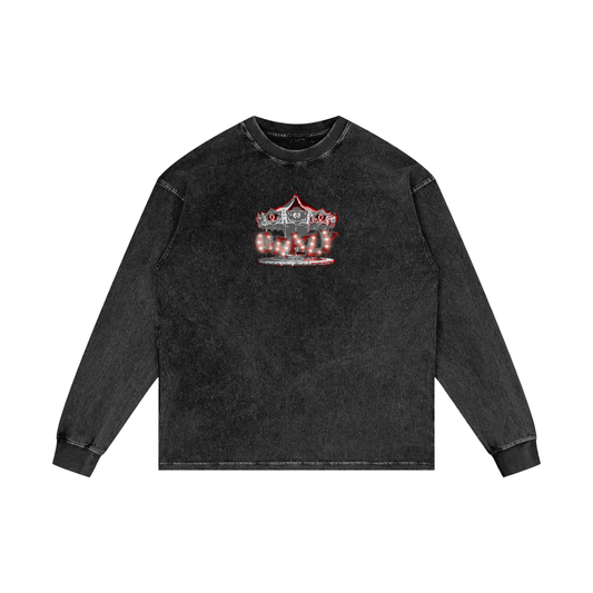MKMSZN "CraZy" Inspired Acid Wash Oversize Long Sleeve T-Shirt