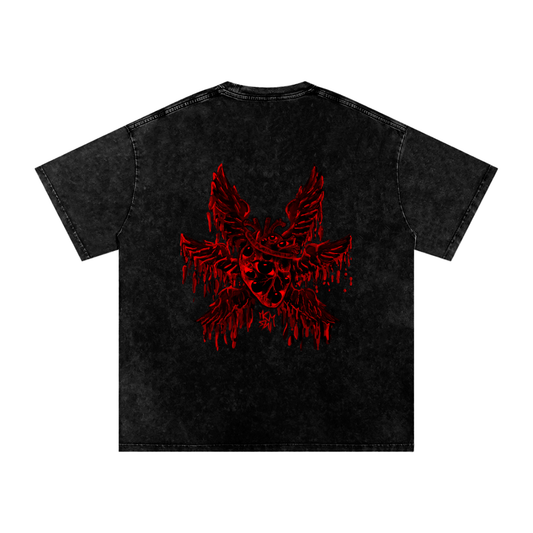 MKMSZN "Angelicide" Inspired Snow Washed Oversized Cotton T-Shirt // "Dark" Design
