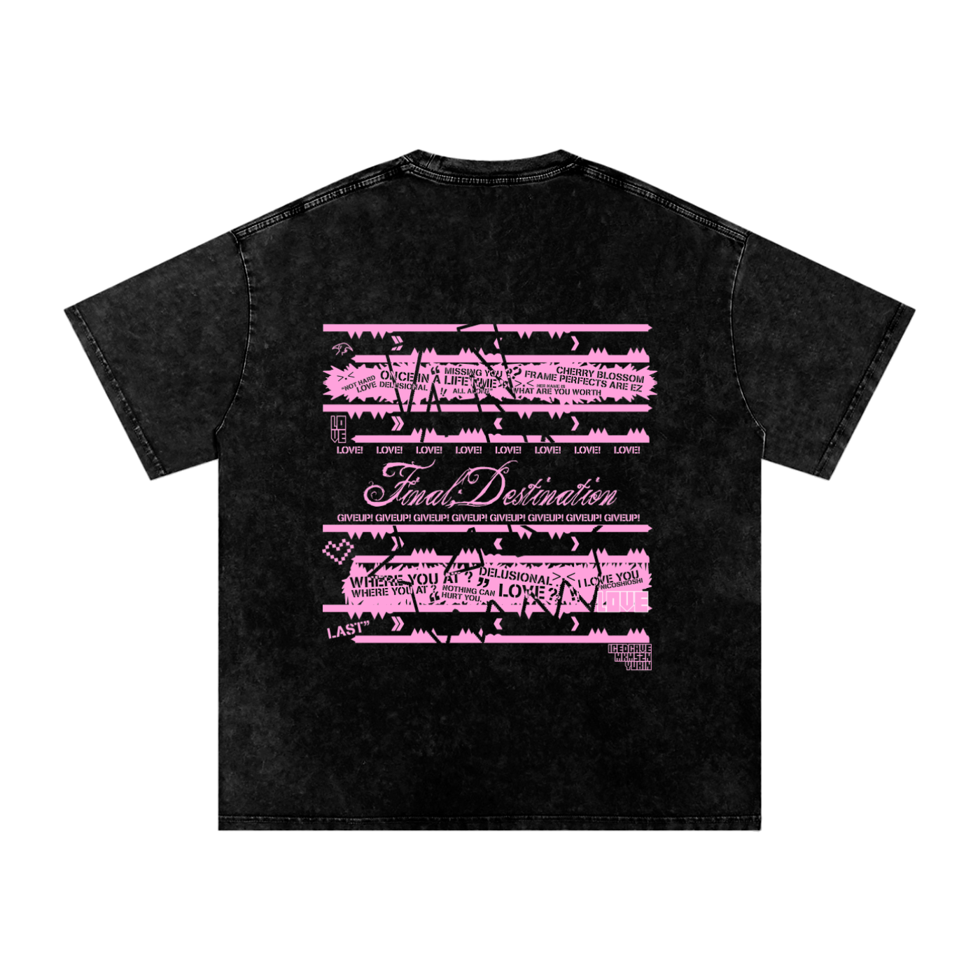 MKMSZN "Final; Destination" Inspired Snow Washed Oversized Cotton T-Shirt // Black Design
