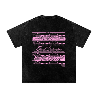 MKMSZN "Final; Destination" Inspired Snow Washed Oversized Cotton T-Shirt // Black Design