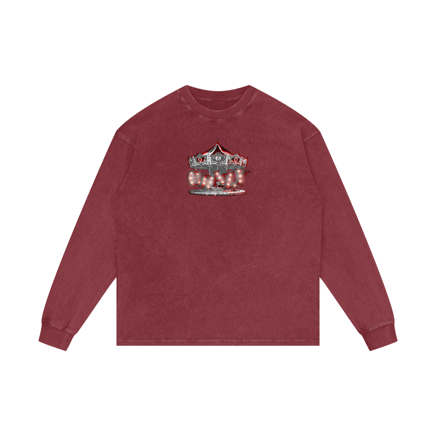 MKMSZN "CraZy" Inspired Acid Wash Oversize Long Sleeve T-Shirt