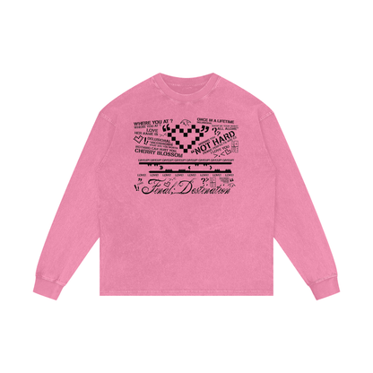 MKMSZN "Final; Destination" Inspired Acid Wash Oversize Long Sleeve T-Shirt // Pink Design