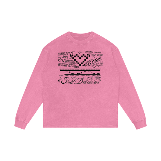 MKMSZN "Final; Destination" Inspired Acid Wash Oversize Long Sleeve T-Shirt // Pink Design