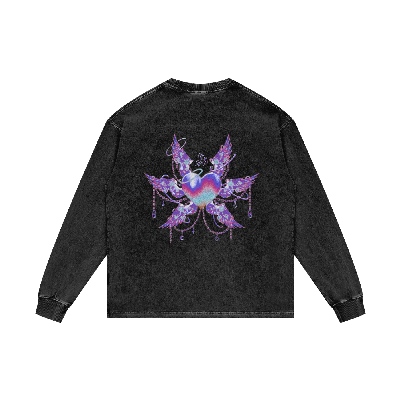 MKMSZN "Angelicide" Inspired Acid Wash Oversize Long Sleeve T-Shirt // "Light" Design