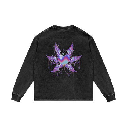 MKMSZN "Angelicide" Inspired Acid Wash Oversize Long Sleeve T-Shirt // "Light" Design