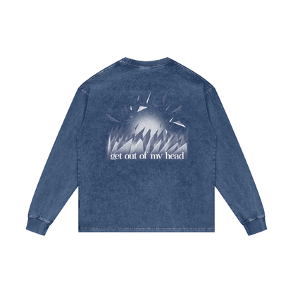 MKMSZN "Nullscapes" Inspired Acid Wash Oversize Long Sleeve T-Shirt // "Spikes" Design