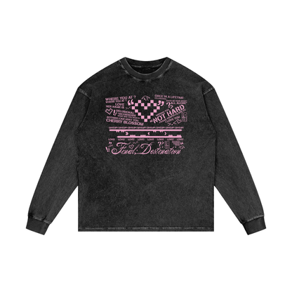 MKMSZN "Final; Destination" Inspired Acid Wash Oversize Long Sleeve T-Shirt // Black Design
