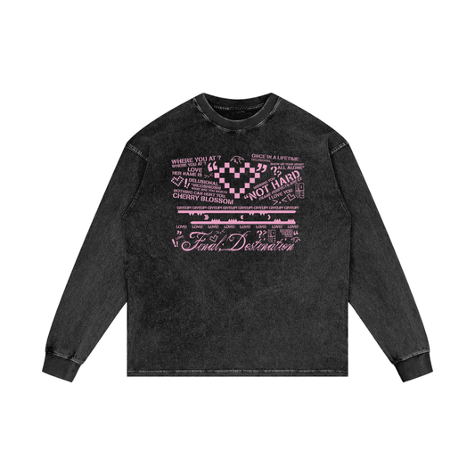 MKMSZN "Final; Destination" Inspired Acid Wash Oversize Long Sleeve T-Shirt // Black Design