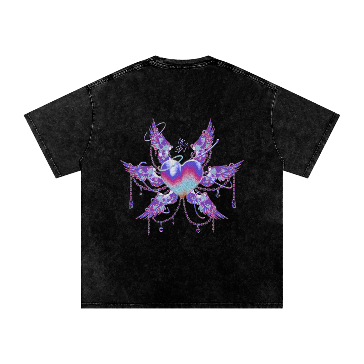 MKMSZN "Angelicide" Inspired Snow Washed Oversized Cotton T-Shirt // "Light" Design