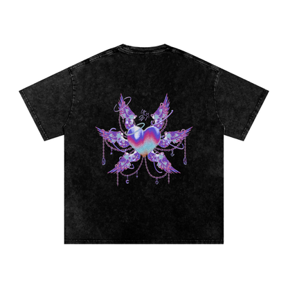 MKMSZN "Angelicide" Inspired Snow Washed Oversized Cotton T-Shirt // "Light" Design