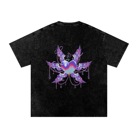 MKMSZN "Angelicide" Inspired Snow Washed Oversized Cotton T-Shirt // "Light" Design