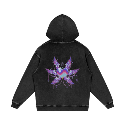 MKMSZN "Angelicide" Inspired Snow Washed Loose Cotton Hoodie // "Light" Design