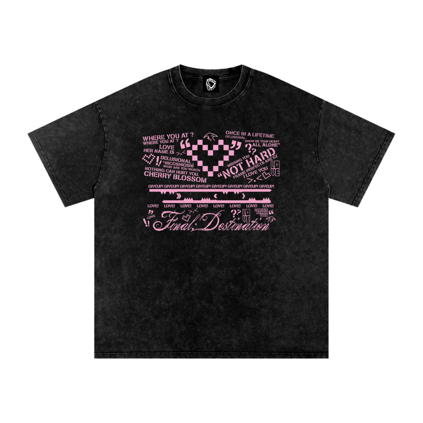 MKMSZN "Final; Destination" Inspired Snow Washed Oversized Cotton T-Shirt // Black Design