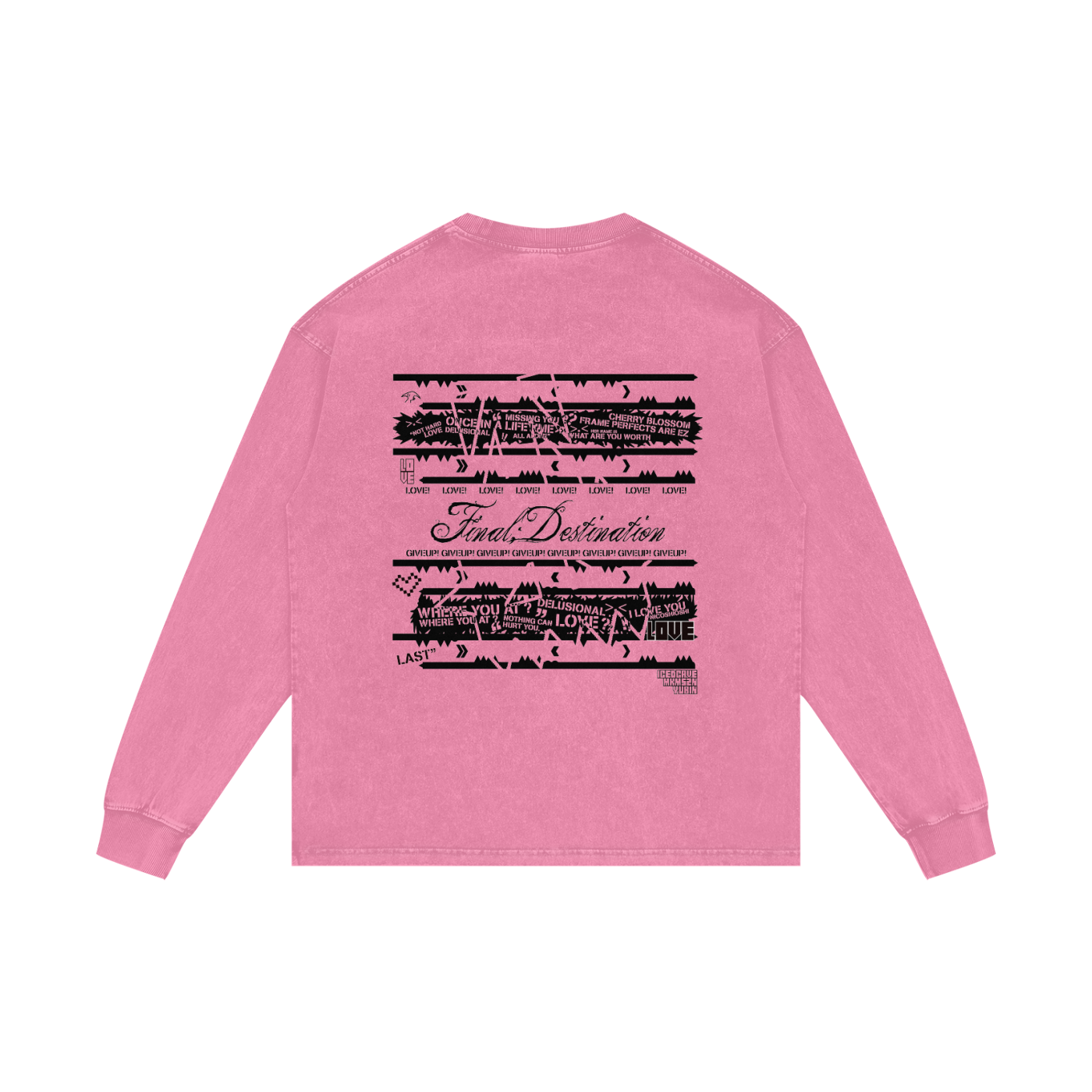 MKMSZN "Final; Destination" Inspired Acid Wash Oversize Long Sleeve T-Shirt // Pink Design