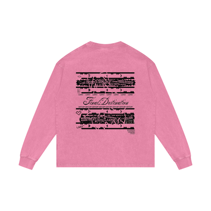 MKMSZN "Final; Destination" Inspired Acid Wash Oversize Long Sleeve T-Shirt // Pink Design